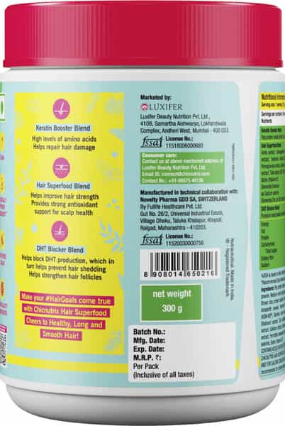 Chicnutrix Hair Superfood Vegan Keratin Booster-30 Scoops 300G Jar -Vanila Cream