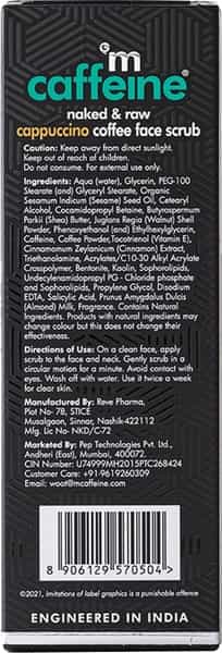 Mcaffeine Mild Exfoliating Anti Acne Cappuccino Face Scrub With Coffee & Vitamin E For Oil Control