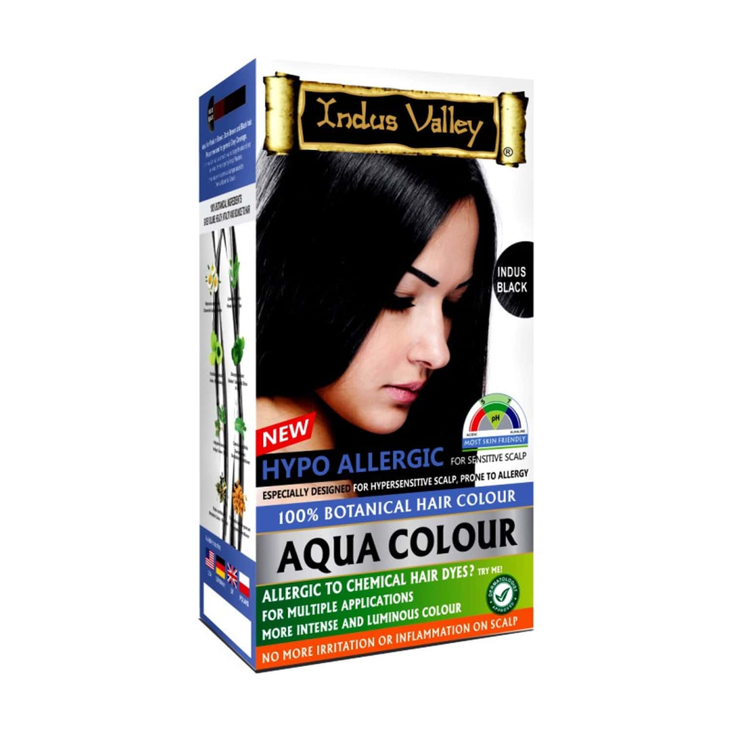 Indus Valley Hypo Allergic Aqua Hair Colour-Indus Black