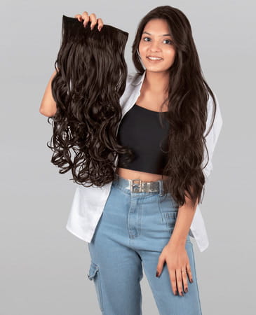 Streak Street Clip-In 24" Full-Wavy Dark Brown Hair Extensions