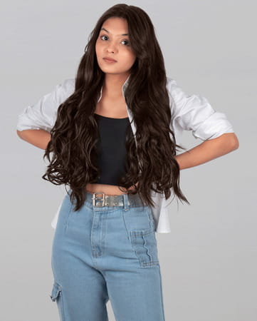 Streak Street Clip-In 24" Full-Wavy Dark Brown Hair Extensions