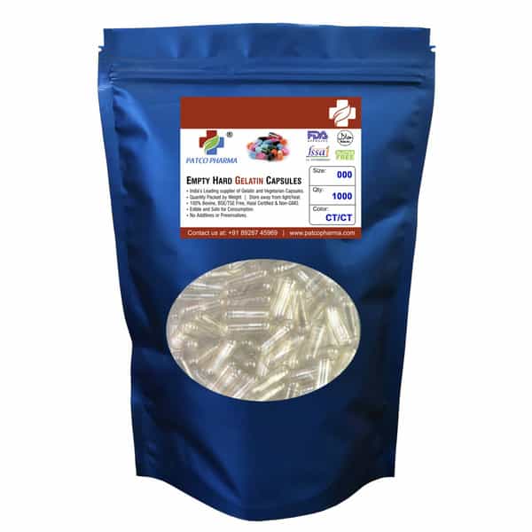 Patco Pharma- Size 000 Transparent Empty Gelatin Pill Capsule|Diy Powder Filling (Pack Of 20000 Pcs)