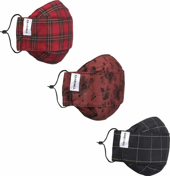 Carriall Adult Unisex 3 Layer Reusable Washable Cotton Mask (Camsl052) Pack Of 3