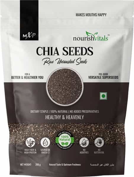 Nourishvitals Healthy Munching Pumpkin And Sunflower Roasted Seeds + Chia Raw Seeds (200Gm Each)