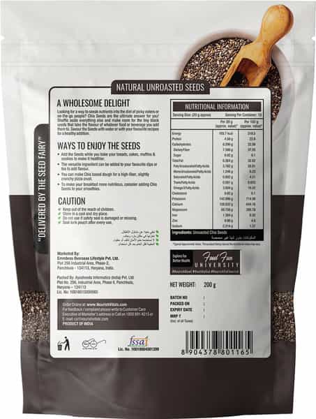 Nourishvitals Healthy Munching Pumpkin And Sunflower Roasted Seeds + Chia Raw Seeds (200Gm Each)
