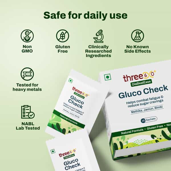 Three60+ Diabeatease Gluco Check Powder (15 Sachets ) Pack Of 1
