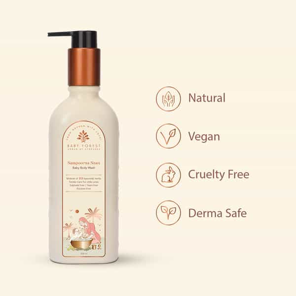 Baby Forest Sampoorna Snan Baby Body Wash | 10 Ayurvedic Herbs | Pack Of 2 X 200 Ml