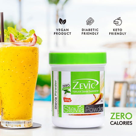 Zevic Stevia Powder Sugar Free -Zero Calorie - 300 Gm Jar