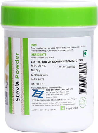 Zevic Stevia Powder Sugar Free -Zero Calorie - 300 Gm Jar