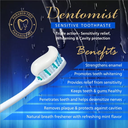 Dentomist Sensitive Toothpaste - 100 Gm | Paraben Free | Complete Protection (Pack Of 4)