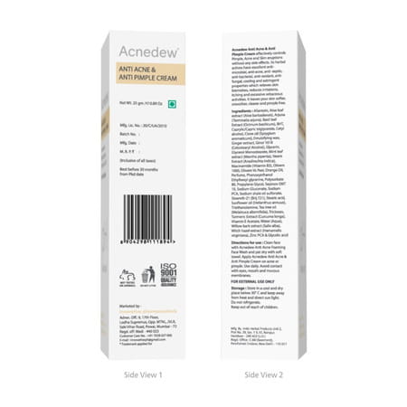Acnedew Antiacne & Antipimple Cream 25 Gm | Herbs & Zinc Pca | No Paraben (Pack Of 2)
