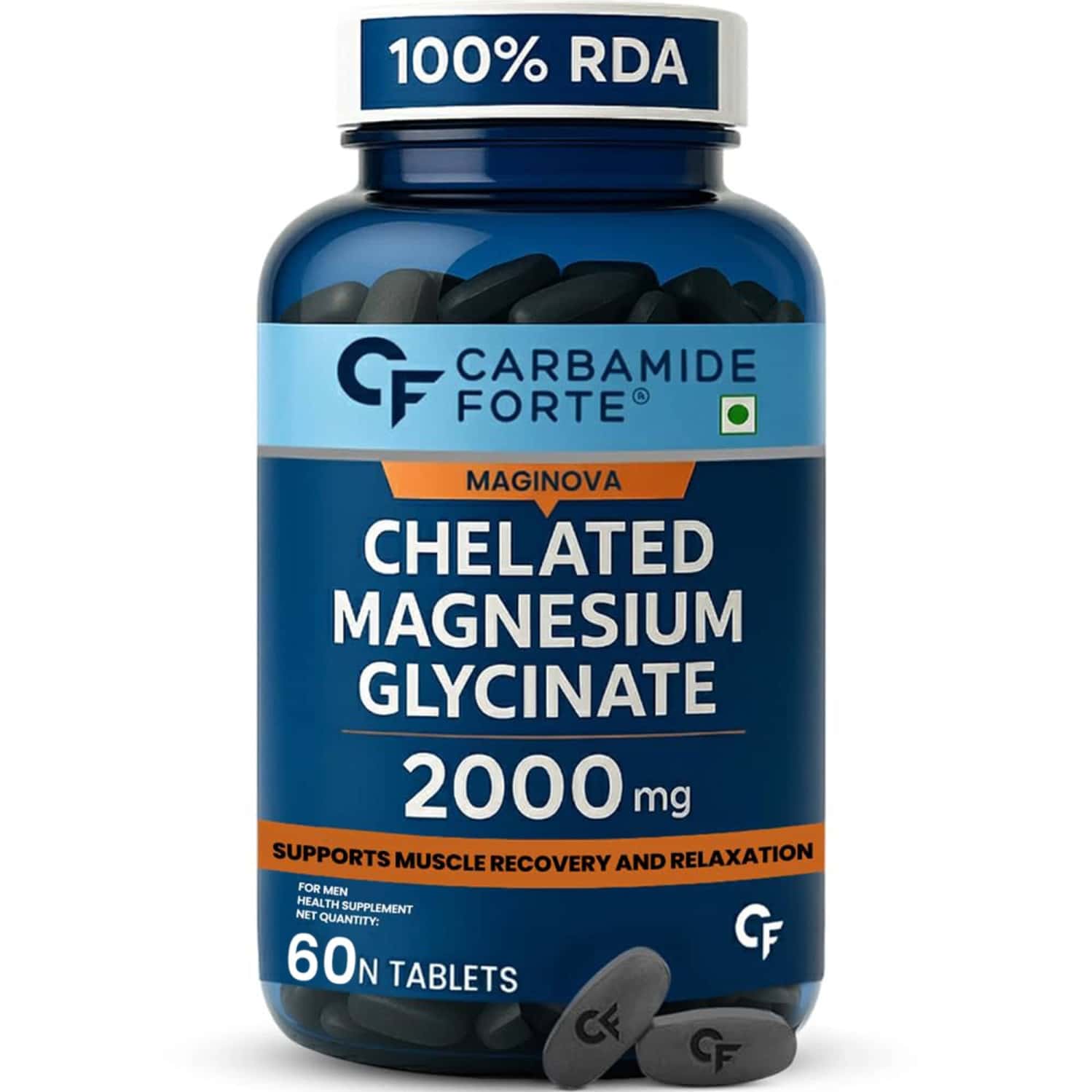 Carbamide Forte Chelated Magnesium Glycinate 2408mg Supplement - Better Sleep - 60 Tablets