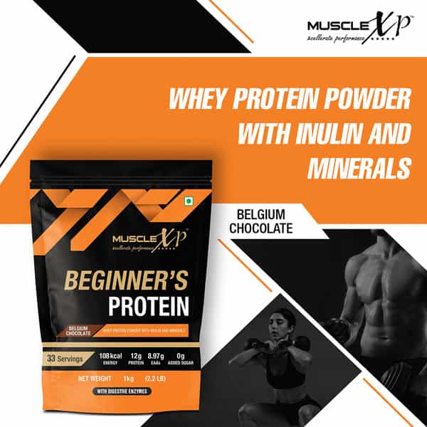 Musclexp Beginner's Protein Belgium Chocolate 1Kg Pouch (2.2 Lb) (Pack Of 5)