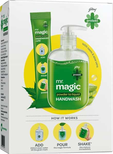 Godrej Protekt Mr Magic Powder To Liquid Handwash - 27G Combo ( Bottle + 3 Refill )
