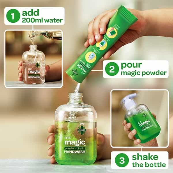 Godrej Protekt Mr Magic Powder To Liquid Handwash - 27G Combo ( Bottle + 3 Refill )