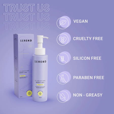 Sereko Almond & Vitamin C Body Oil, Deeply Nourishes, Brighten Skin & Quick Absorbing 100 Ml