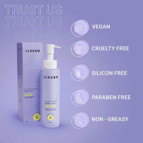 Sereko Almond & Vitamin C Body Oil | Deeply Nourishes | Brighten Skin & Quick Absorbing 100 Ml
