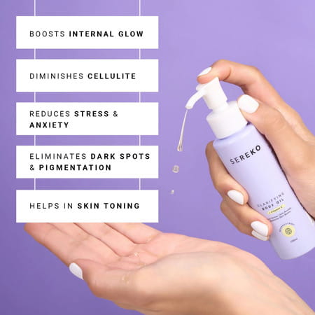 Sereko Almond & Vitamin C Body Oil, Deeply Nourishes, Brighten Skin & Quick Absorbing 100 Ml