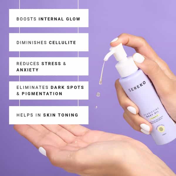 Sereko Almond & Vitamin C Body Oil | Deeply Nourishes | Brighten Skin & Quick Absorbing 100 Ml