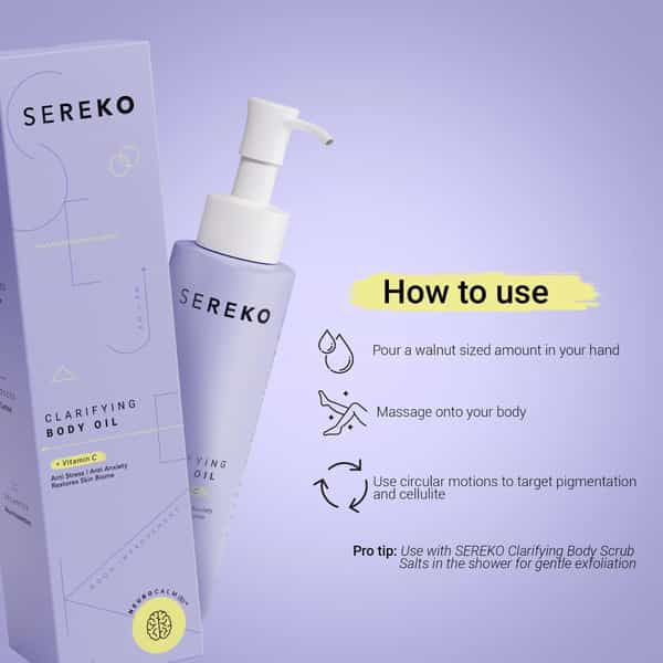 Sereko Almond & Vitamin C Body Oil | Deeply Nourishes | Brighten Skin & Quick Absorbing 100 Ml