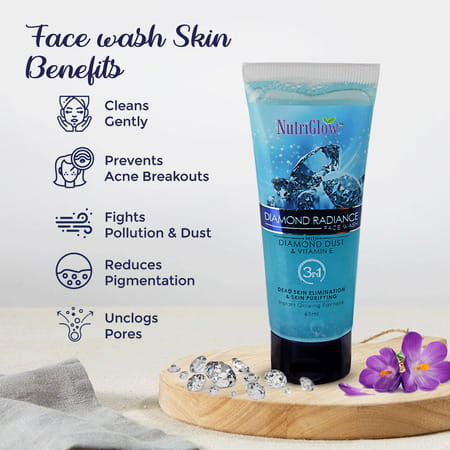 Nutriglow Diamond Radiance Face Wash For Brighter Skin Tone & Deep Pore Cleansing(65ml Each)(Pack 5)