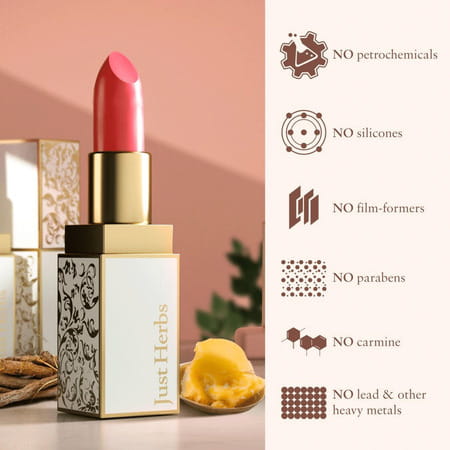 Just Herbs Herb Enriched Ayurvedic Lipstick (Deep Red Shade No. 5)