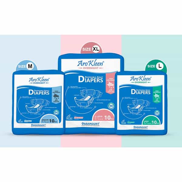 Arokleen Overnight Adult Diaper Tape Style Large (Waist Size: 101.6 Cm-149.86 Cm) 10Pcs Pack Of 1