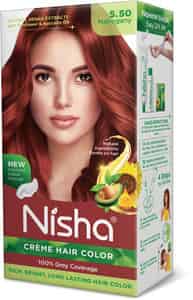 Nisha Creme Hair Color 5.50 Mahogany (60gm+60ml+18ml) Ammonia Free Permanent Hair Color