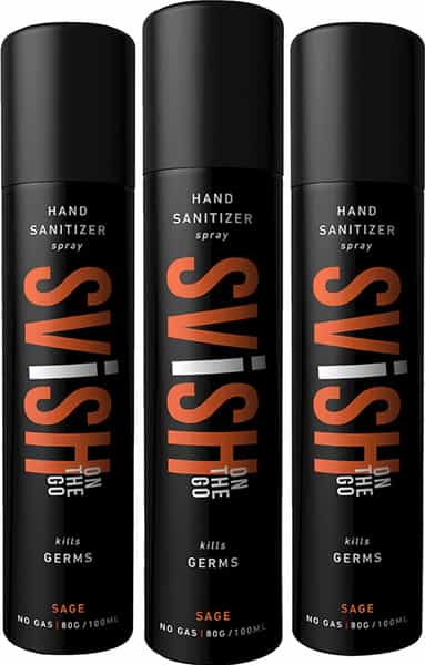 Svish On The Go Sage Hand Sanitizer Spray (100 Ml) | 70% Alcohol | Orange Fragrance Pack Of 3