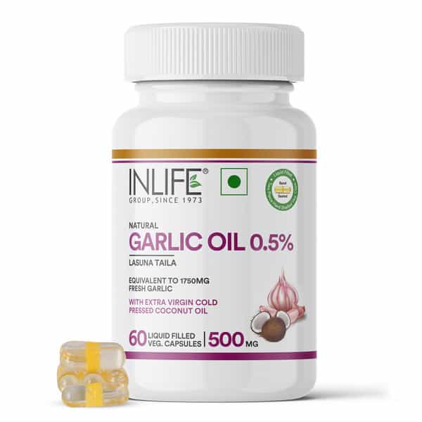 Inlife Natural Garlic Oil 0.5% | Extra Virgin Cold Pressed Coconut Oil | Veg | 60N