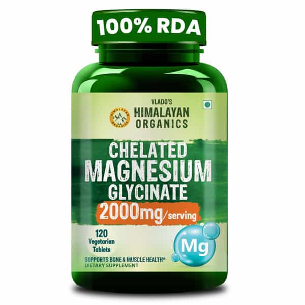 Vlado's Himalayan Organics Chelated Magnesium Glycinate Supplement 2000Mg - 120 Veg Tablets