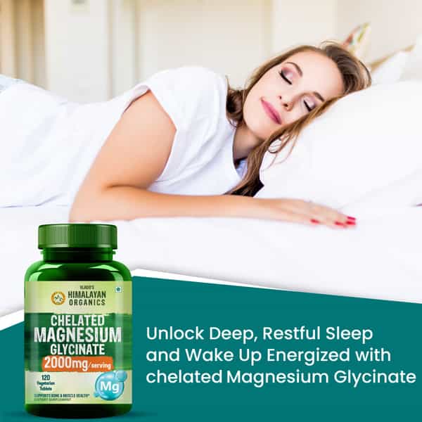 Vlado's Himalayan Organics Chelated Magnesium Glycinate Supplement 2000Mg - 120 Veg Tablets