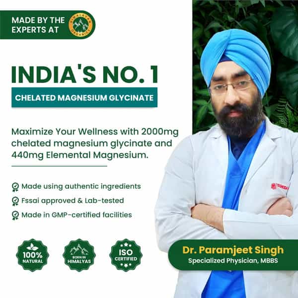 Vlado's Himalayan Organics Chelated Magnesium Glycinate Supplement 2000Mg - 120 Veg Tablets