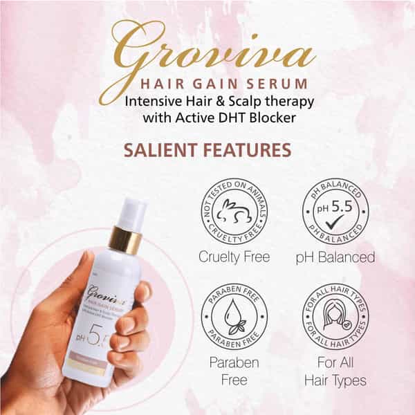 Groviva Hair Gain Serum 100 Ml | For All Hair Types | Paraben Free (Pack Of 4)