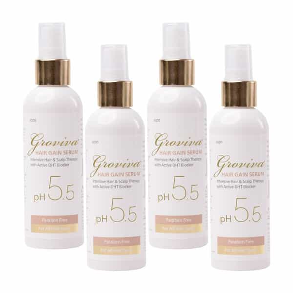Groviva Hair Gain Serum 100 Ml | For All Hair Types | Paraben Free (Pack Of 4)