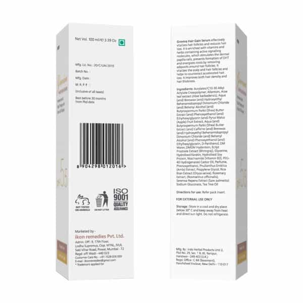 Groviva Hair Gain Serum 100 Ml | For All Hair Types | Paraben Free (Pack Of 4)