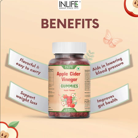 Inlife Apple Cider Vinegar Gummies Buy One Get One Free For Weight Management-30apple Flavor Gummies