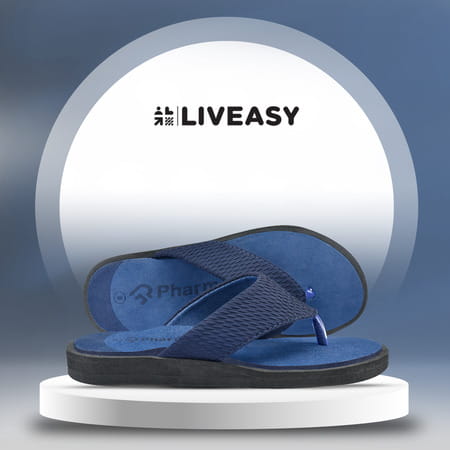 Liveasy Essentials Men'S Diabetic & Orthopedic Slippers - Blue - Size Uk 10 / Us 11