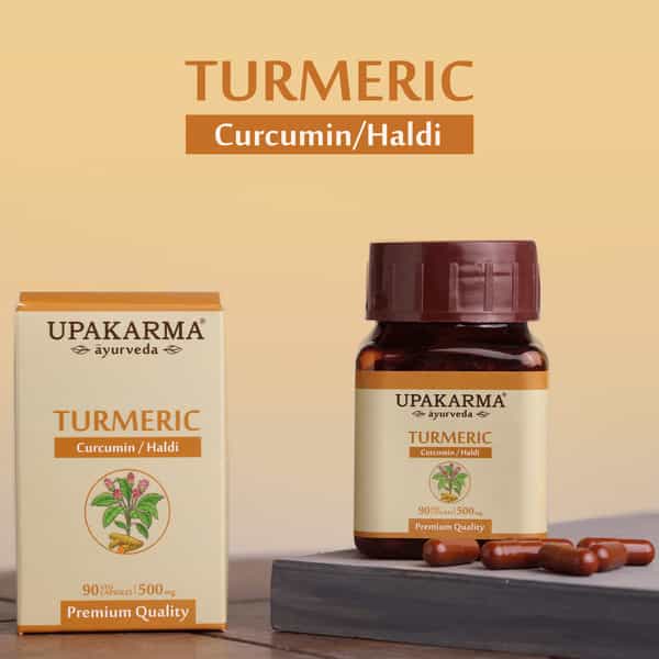 Upakarma Ayurveda Pure Herbs Turmeric | Curcumin | Haldi 500Mg 90 Veggie Capsules
