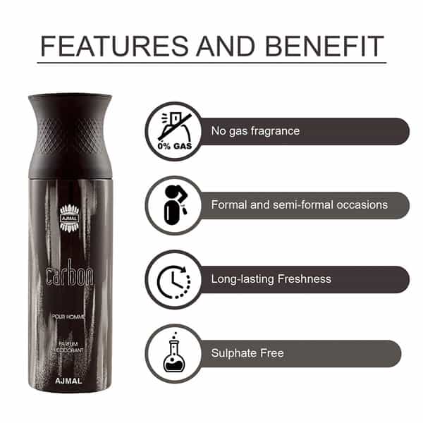 Ajmal Aurum & Carbon & Sacrifice Ii Deodorant Spray - For Men & Women (200 Ml Pack Of 3)