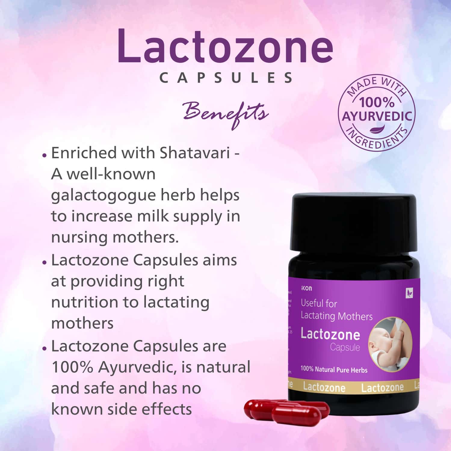 Buy LACTOZONE CAPSULES 10 CAPS CARE FOR BREASTFEEDING MOTHER 100