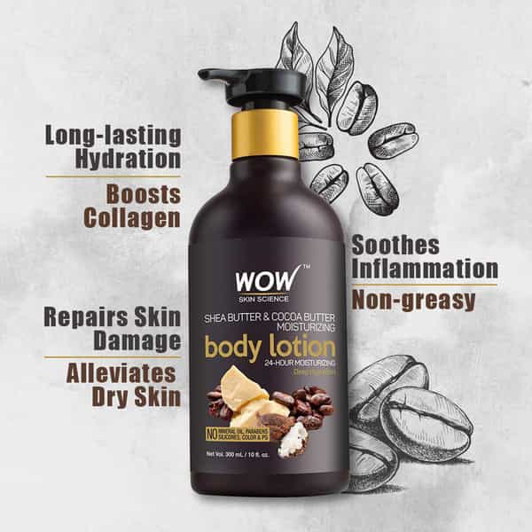 Wow Skin Science Shea & Cocoa Butter Body Lotion - Deep Hydration - 300Ml