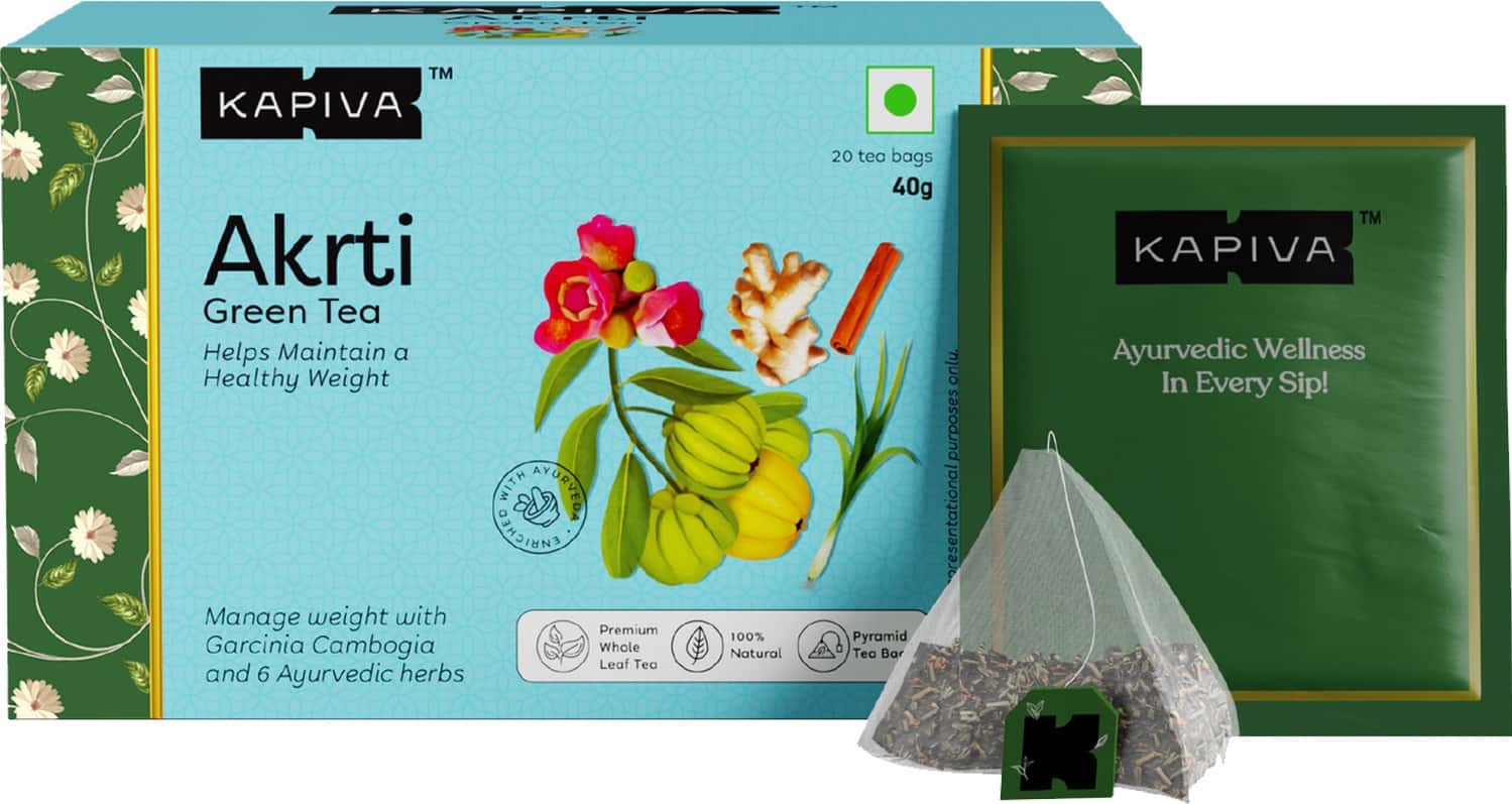 Kapiva Akrti Green Tea | Enriched With Garcinia Cambogia Lemongrass And Others | 20 Tea Bags
