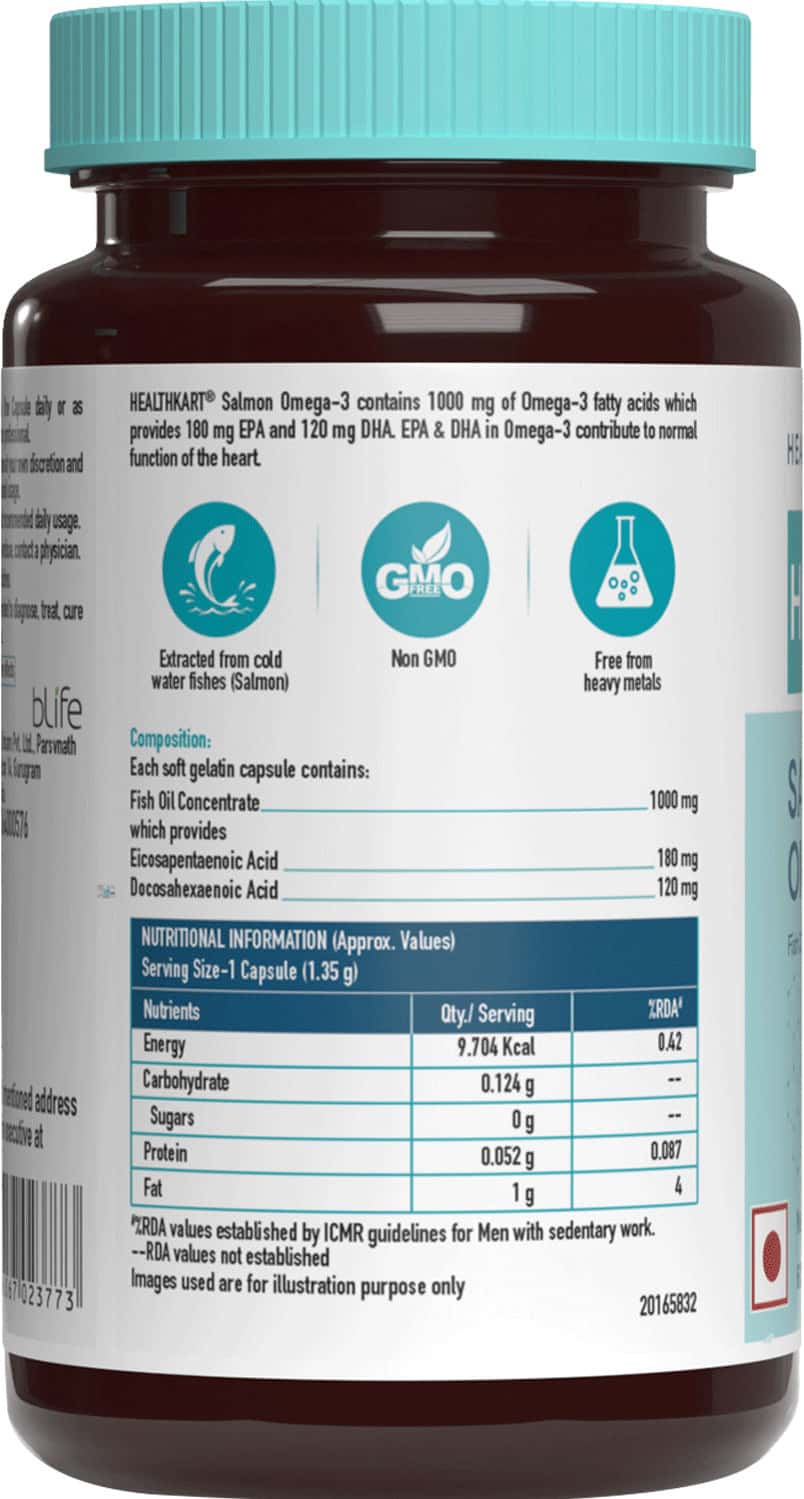 Buy HEALTHKART SALMON OMEGA3 1000MG (180MG EPA & 120MG DHA) 60