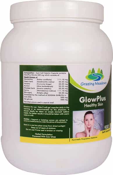 Grazing Meadows Glow Plus 900 Capsules Ayurvedic Formulation For Healthy Smooth Free Skin Pack Of 2