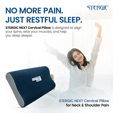 Stergic Orthopedic Cervical Pillow Memory Foam Neck & Shoulder Pain Relief Support 1 Nos
