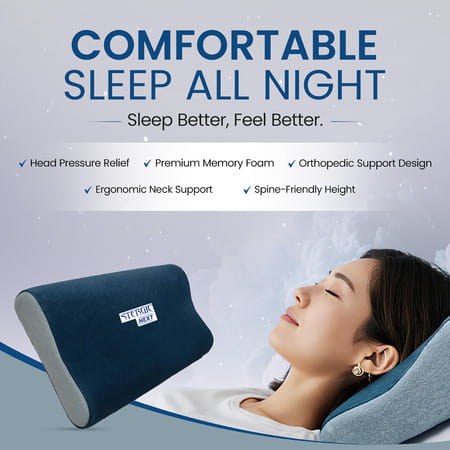 Stergic Orthopedic Cervical Pillow Memory Foam Neck & Shoulder Pain Relief Support 1 Nos