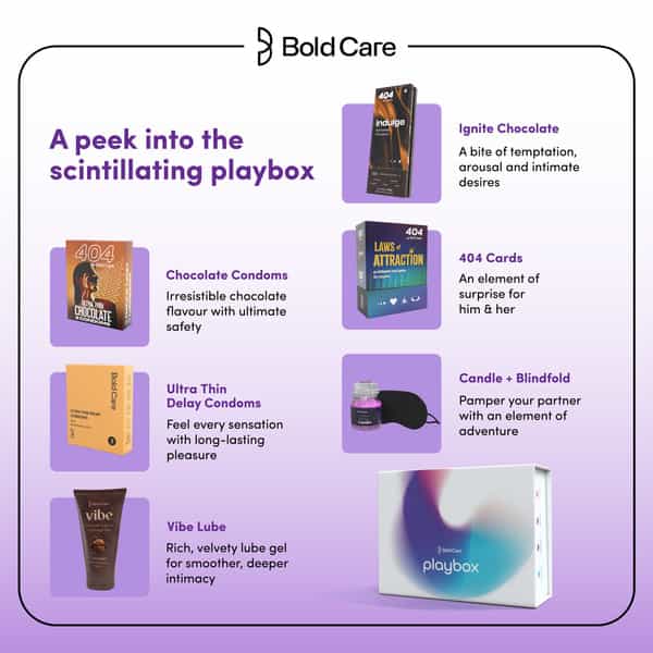 Bold Care Playbox Couples Kit For Date Nights |Condoms | Lubes & Accessories (8 Items)|Gifting Set