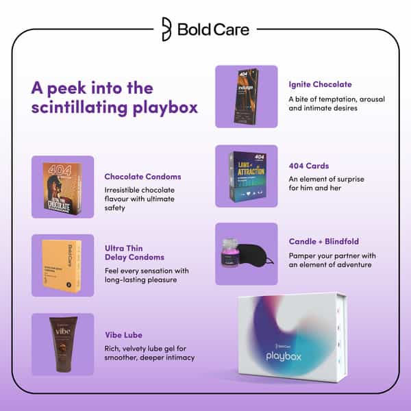 Bold Care Playbox Couples Kit For Date Nights |Condoms | Lubes & Accessories (8 Items)|Gifting Set