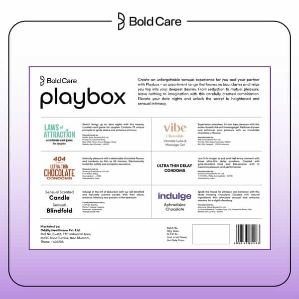 Bold Care Playbox Couples Kit For Date Nights |Condoms | Lubes & Accessories (8 Items)|Gifting Set